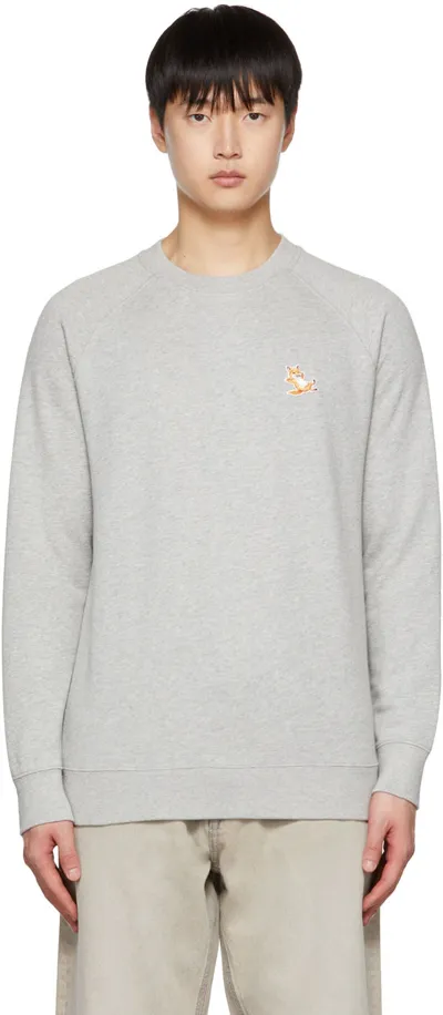 Maison Kitsuné Gray Chillax Fox Sweatshirt In H150 Grey Melange