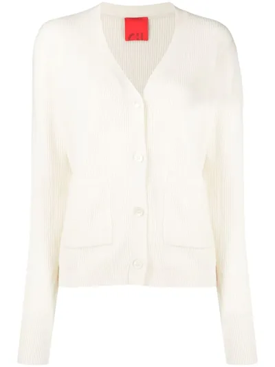 Cashmere In Love Mari Ribbed-knit Cardigan In White