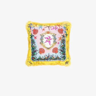 Versace Pink Seaside Printed Silk Cushion