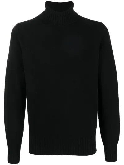 Doppiaa Navy Blue Turtleneck Sweater In Black