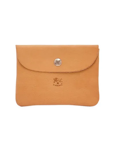 Il Bisonte Classic Leather Envelope Card Case In Natural