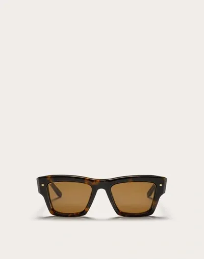 Valentino Garavani Valentino Xxii - Rectangular Acetate Frame Unisex Havana Brown/​brown 53