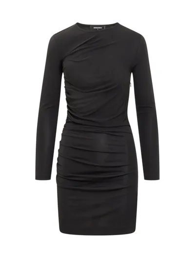 Dsquared2 Fitted Crewneck Mini Dress In Black