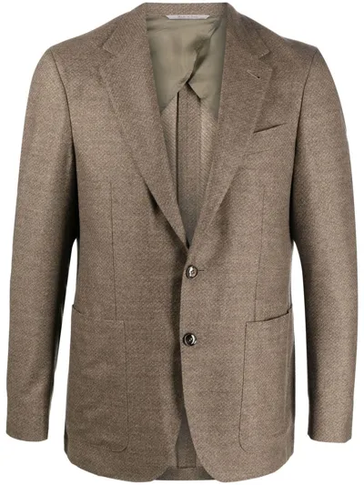 Canali Single-breasted Wool Blazer In Brown