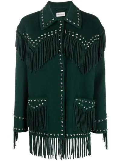 P.a.r.o.s.h Studded Fringed Jacket In Green