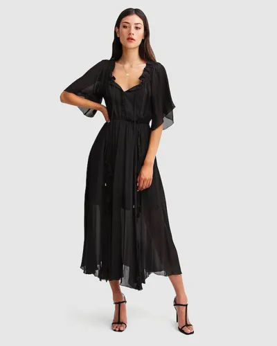 Belle & Bloom Amour Amour Ruffled Midi Dress - Black