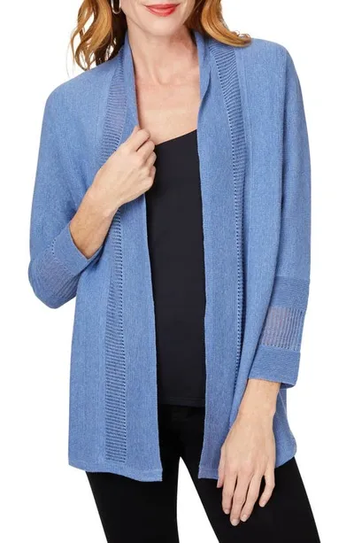 Foxcroft Pointelle Open Front Cardigan In Blue