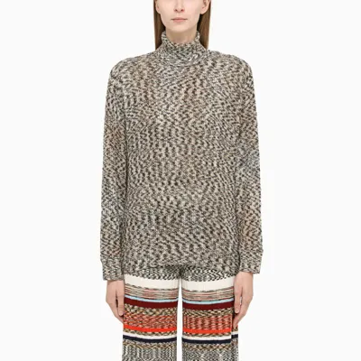 Missoni Multi-coloured Cashmere Blend Turtleneck In Black