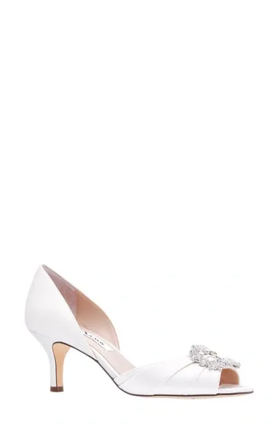 Nina Corrine Crystal Peep Toe Pump In Ivory