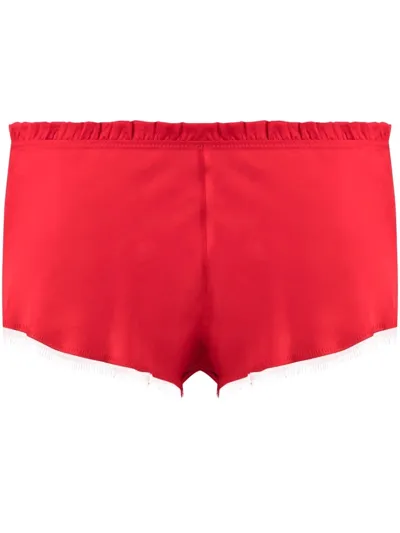 Carine Gilson Lace-trim Silk-satin Pyjama Shorts In Red