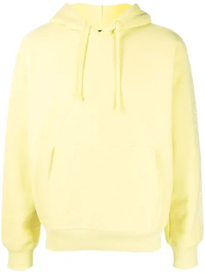 Stussy Embroidered-logo Hoodie In Yellow