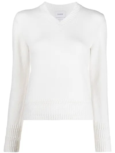 Barrie V-neck Cashmere Jumper In White