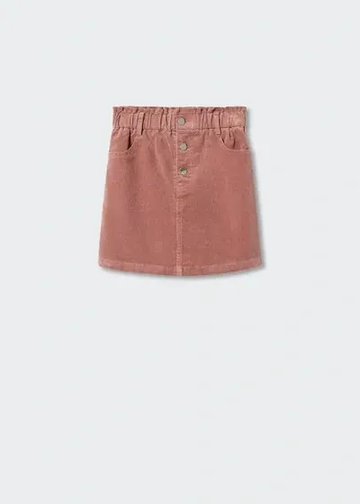 Mango Kids' Buttoned Corduroy Skirt Pink