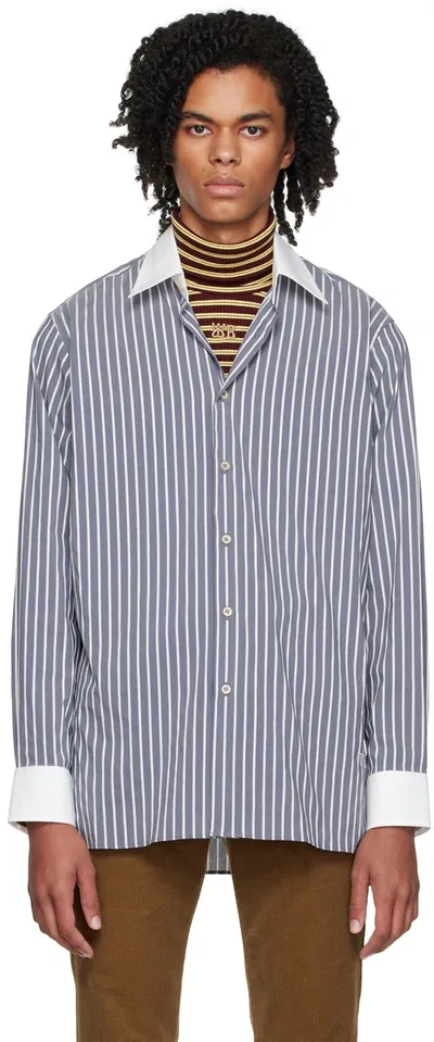 Wales Bonner Blue Sonny Striped Button-down Shirt