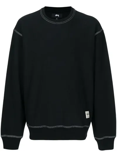 Stussy Contrast-stitching Cotton Sweatshirt In Black