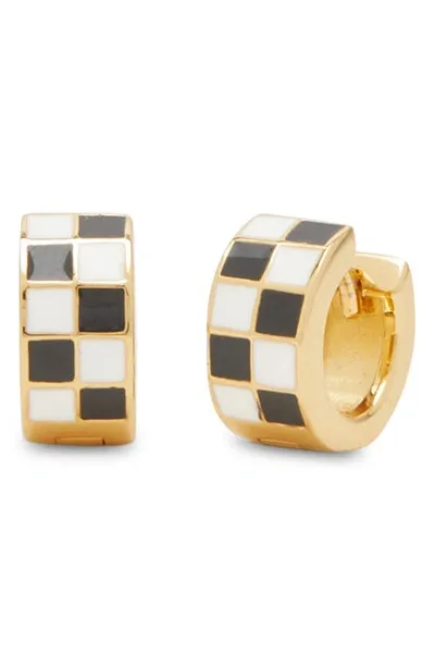 Petit Moments Checkered Huggie Hoop Earrings In Gold