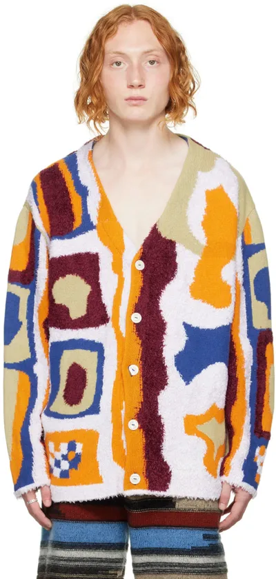 The Elder Statesman Multicolor Raised Cardigan In Orange