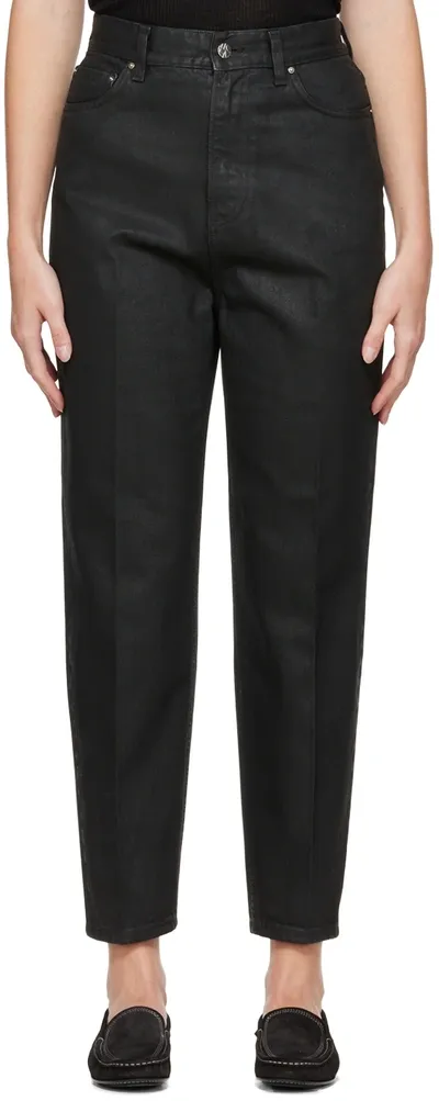 Totême Toteme Coated High-rise Tapered Jeans In Coated Black