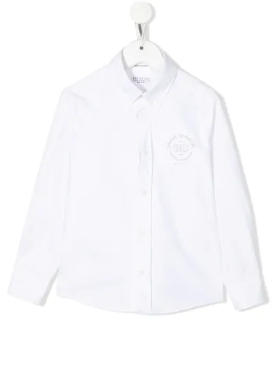 Brunello Cucinelli Chest-logo Long-sleeve Shirt In Weiss