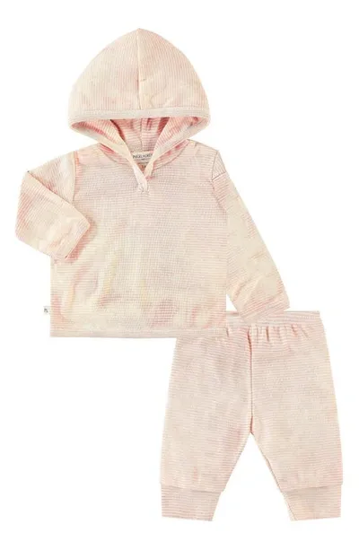 Paigelauren Babies'  Marble Stripe Rib Hoodie & Leggings Set In Marble Orange