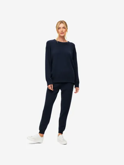 Derek Rose Women's Track Pants Daphne Cashmere Navy