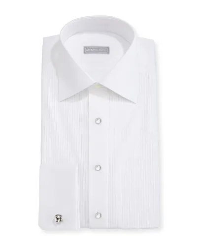 Stefano Ricci Pleated Tuxedo Shirt In White