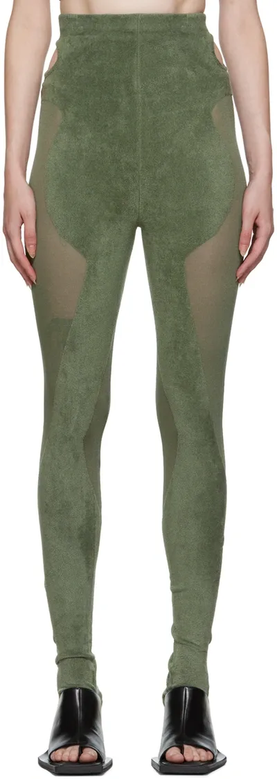 Dion Lee Green Chenille Leggings In Shadow Green/shadow