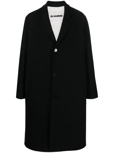 Jil Sander Notched-collar Button-up Coat In Blue