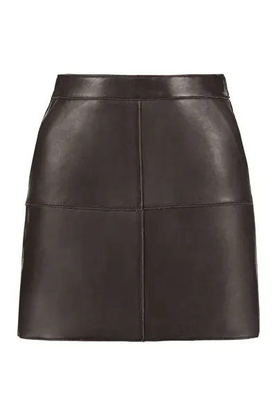 P.a.r.o.s.h Maciockx Leather Mini Skirt In Brown