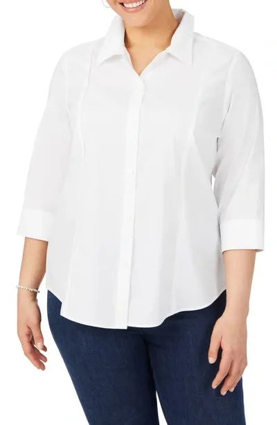 Foxcroft Terri Solid Button-up Shirt In White