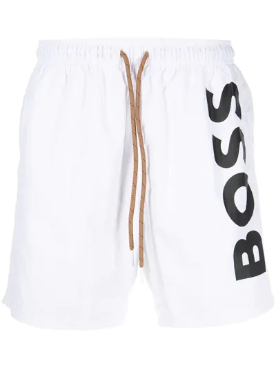 Hugo Boss Octopus Logo Swim Shorts In Natural