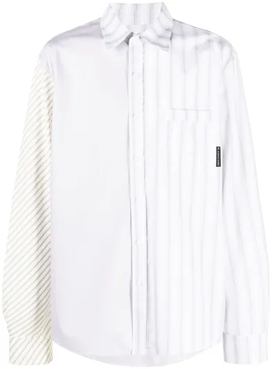 Marine Serre Striped Long-sleeve Shirt In Weiss