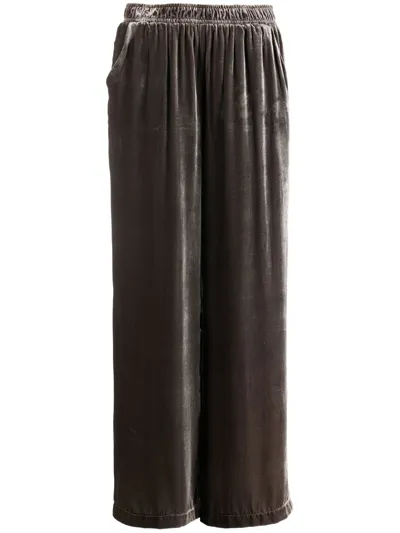 Gold Hawk Wide Leg Velvet Trousers In Grey