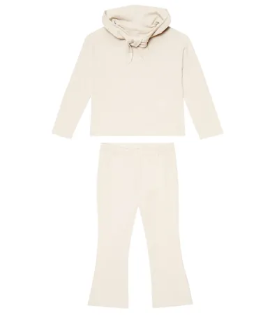 Il Gufo Kids' Cotton-blend Hoodie And Sweatpants Set In Sesame