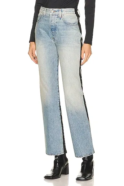 Amiri Mixed-media Straight-leg Ankle Jeans In Vintage Indigo Black