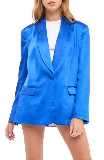 Endless Rose The Satin Blazer In Blue