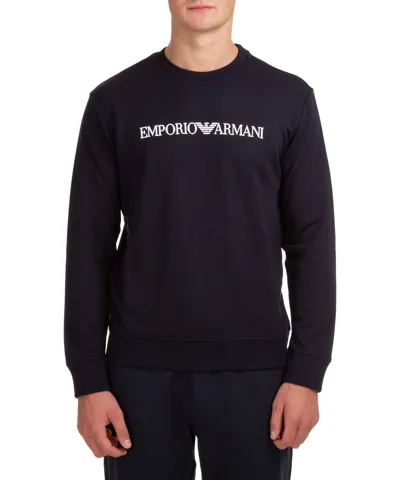 Emporio Armani Cotton Sweatshirt In Blue