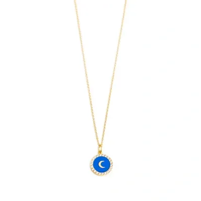 Ileana Makri Moon And Rhinestone Pendant Necklace