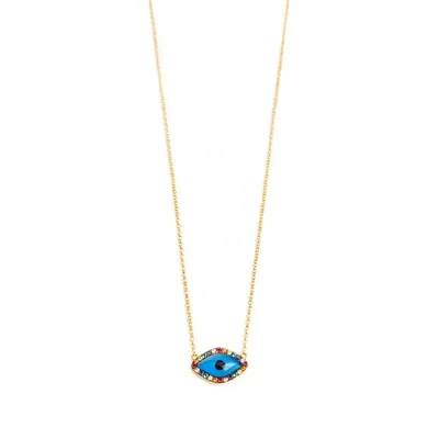 Ileana Makri Eye And Rhinestone Pendant Necklace