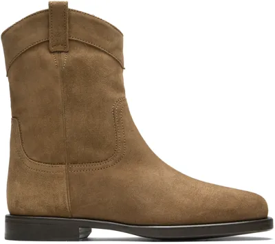 Lemaire Brown Western Suede Ankle Boots