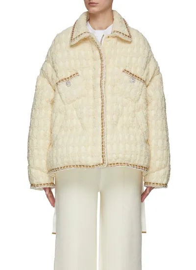 Khrisjoy Tweed Puffer Jacket In Neutral