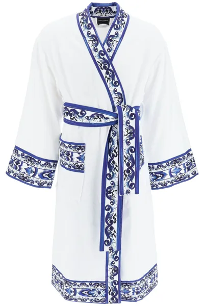 Dolce & Gabbana Men's Cotton Terry Bathrobe In Multicolor