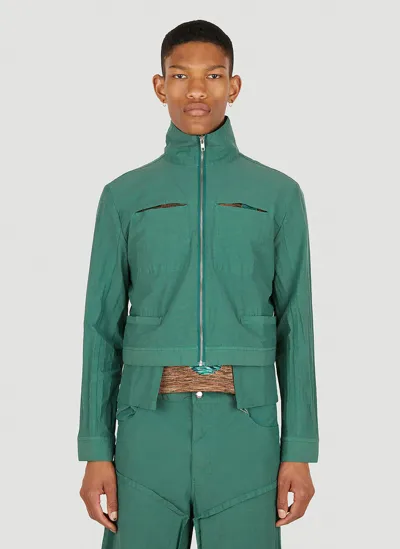 Eckhaus Latta Panelled Zip-up Jacket In Green