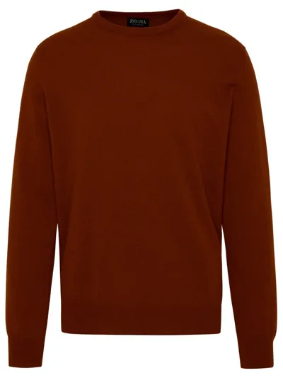 Ermenegildo Zegna Crewneck Knitted Jumper In Beige