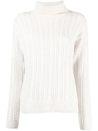 Eleventy Ribbed-knit Roll-neck Jumper In White