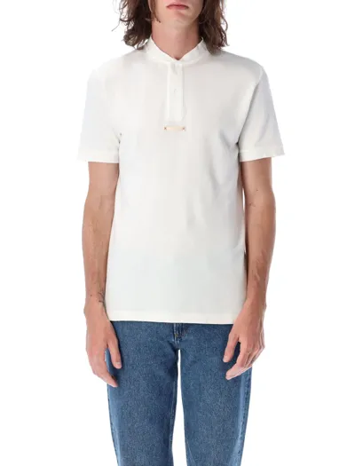 Maison Margiela Mens Collarless Polo Shirt In White