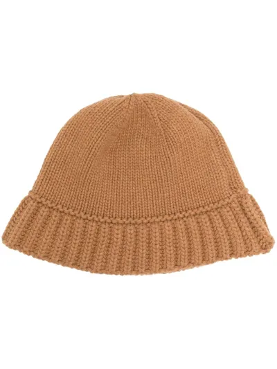 President's Ribbed-edge Flared Beanie Het In Beige