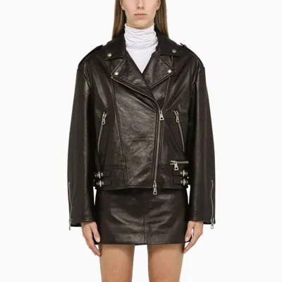 Sportmax Oversized Brown Leather Jacket