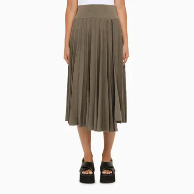 Sacai Pleated Dove Grey Wool Skirt In Brown