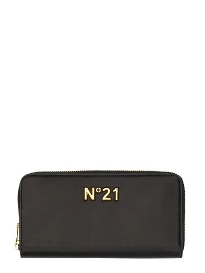 N°21 Logo Plaque Zip In Black